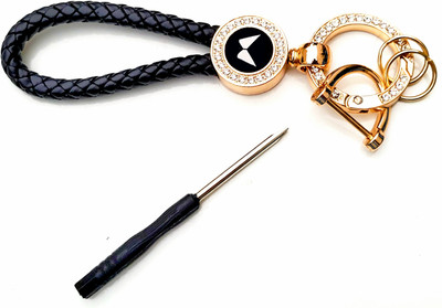 ADOREAL Mahindra Keychain And Keyring Black Rope Golden Ring Key Chain