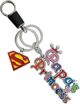 SHOKY LOOKS High Quality Multicolor Papa Princess With Supermen Logo Locking Lock Key Chain