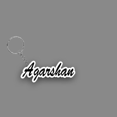 SY Gifts SYG Agarshan Name Keychain White And Black Key Chain