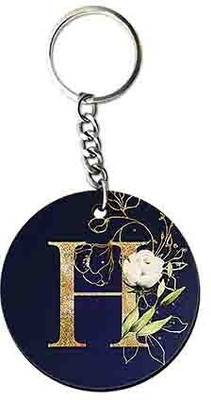 Party Gift Printed Round Keyring for Bag Wallet Purse Alphabet Letter Keychain H Key Chain