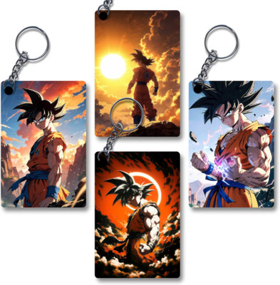 SP CRAFTS Anime Keychain Set of 4 | Goku & Son Inspired | Glossy Collectible Gift Key Chain