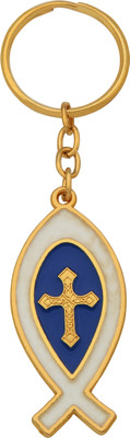 BLESSINGS Fish Metal Cross Mina Key Chain