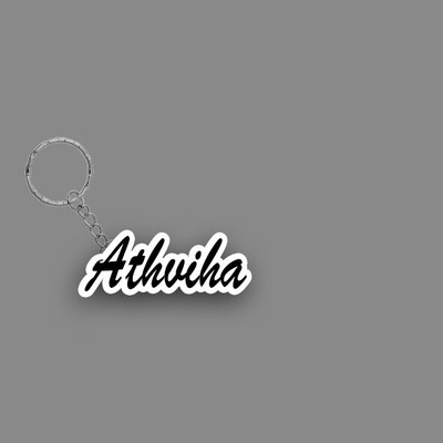 SY Gifts SYG Athviha Name Keychain White And Black Key Chain
