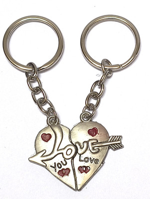 AYT Love Couple Heart Keychain Set for Car/Bike/House/Wallet Key Chain