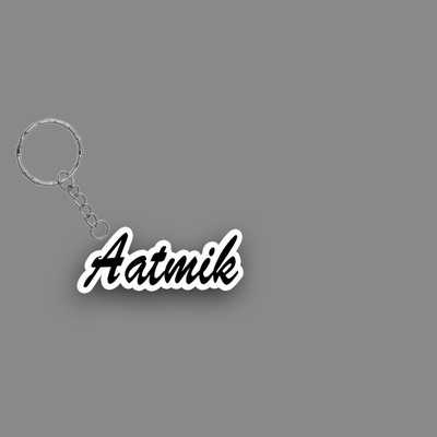 SY Gifts SYG Aatmik Name Keychain White And Black Key Chain