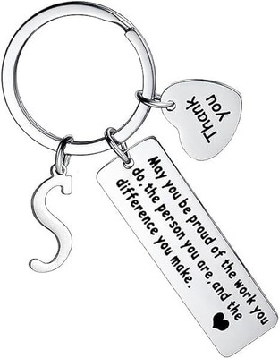 Artisans Crafted Thank You Keychain With Initial Letter Pendant S Key Chain