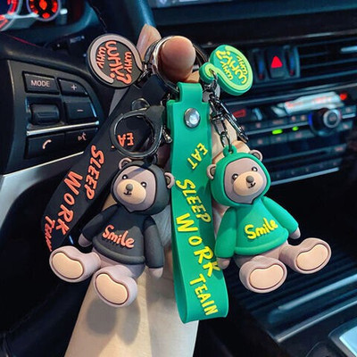gtrp keychain-Smile Eat Sleep Wrok Teain Pack Of 2 Key Chain