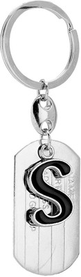 Meeko.com Alphabet S Silver Black Metal Keychain for Car Bike Men Women Keyring 1 Key Chain