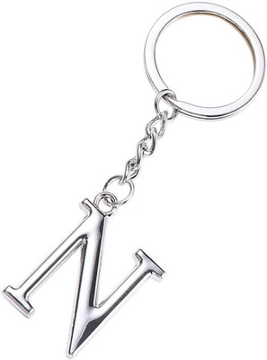 AMANVANI Alphabet Letter N Metal Key Chain Silver Key Chain