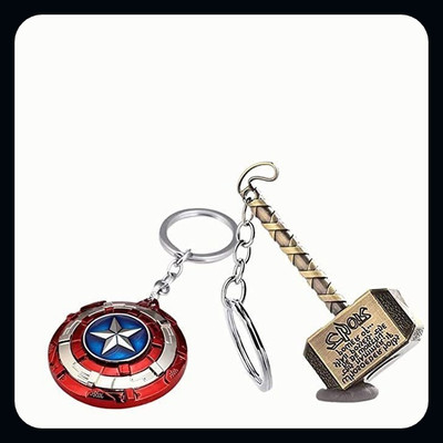 Meeko.com Combo of Marvel Avengers Super Thor Hammer and Captain America key chain Key Chain