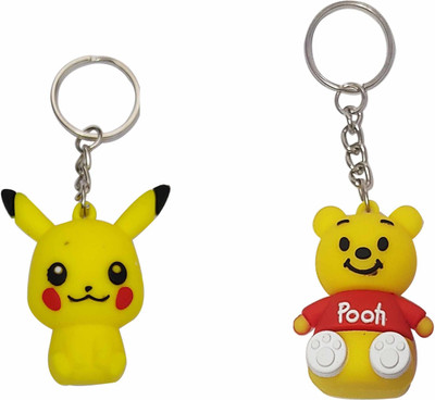 heeva creation Cute Pooh & Cartoon KeyChain Set Of 2 Keychain..Colour-Multi Colour.(2 Piece). Key Chain