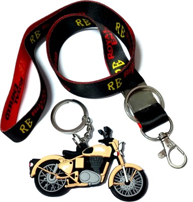 Meeko.com Royal Enfield double sided tag with brown bullet bike key chain Key Chain