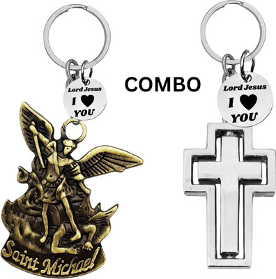 M Men Style Double-Sided Saint Michael Keychain – Jesus Christ Key Ring Medal Com648-675 Key Chain