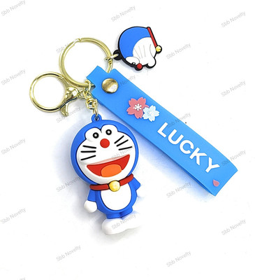Sbb Novelty Cute Silicone 3D Key Chain with Metal Hook & Strap Charm(Doremon) Key Chain