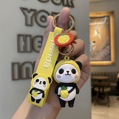 SHRI JI Cute 3D Silicone Panda Keychain Pineapple Charm Key Chain