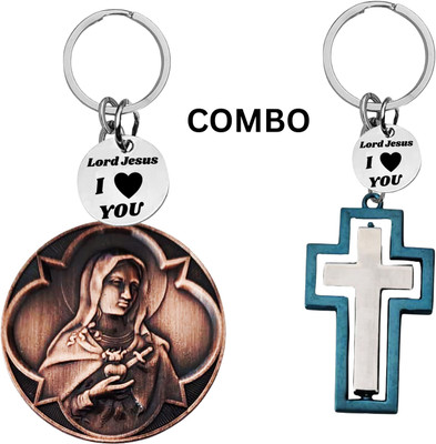 The Men Gift Lord Jesus Keychain Combo– Sacred Heart Religious Keyring Set ShivkeyCom626-677 Key Chain