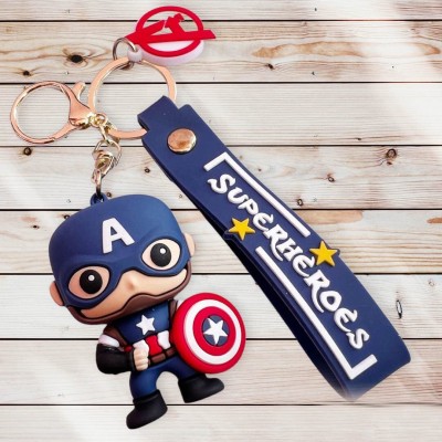 NSV Avengers Super Hero Caption America 3D Rubber keychain Car Keychain Bike keyring Key Chain