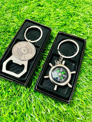 GKM Direction Indicator Compass & 50 years calendar with bottle opener keychain Key Chain