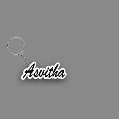 SY Gifts SYG Asvitha Name Keychain White And Black Key Chain