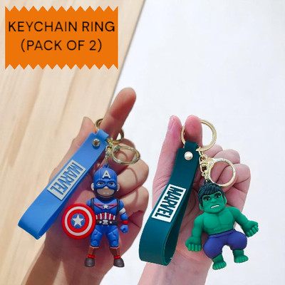 CoverLelo Captain America & Hulk Cute Silicone 3D Key Chain with Metal Hook Key Chain Key Chain
