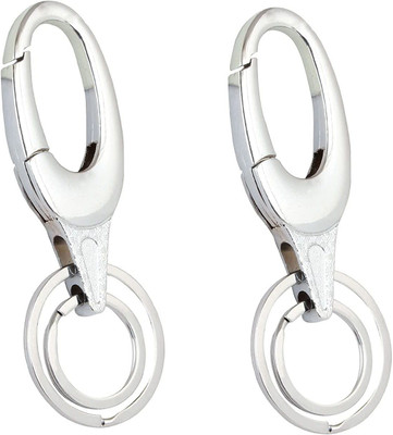 Virom Silver Locking Hook With Double Ring Keychain For Bike Car Keys Key Ring Metal Key Chain