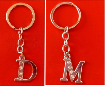 ROYALSHOP Alphabet d & m letter name key ring Keychain combo for men women Key Chain