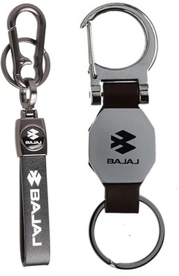 MAG BEE Styling Bajaj( D'hook-Brown & Printed-Black) Bike Keyring Pack of 2 Key Chain