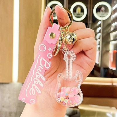 Sbb Novelty Quick Snad Floating Guitar Shape Acrylic Fancy Keychain for Girls. Fancy Charm Key Chain