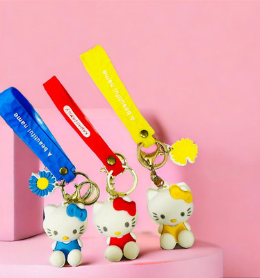 GKM Hello Kitty keychain soft Rubber 3D premium quality combo keychain for girls Key Chain