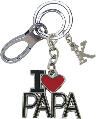 HANDSOME ISK Stainless Steel I Love Papa With K Letter Locking Lock Strong Key Chain