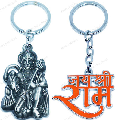 kd collections KD-224H-638A-GR Lord Bajrangbali Hanuman Keychain & Jai Shree Ram Keychain Combo Key Chain