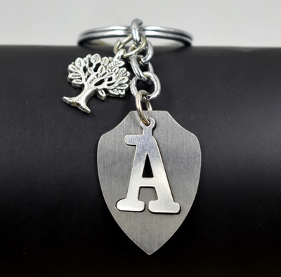 AFH English Alphabet A Letter Initial Tree of Life Charms Keychain for Men and Women Key Chain