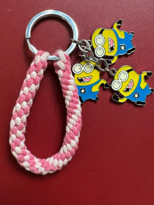 MATR ENTERPRISES Yellow 3 Cartoons with Macrame Ring Key- chain party gift friends & family Key Chain