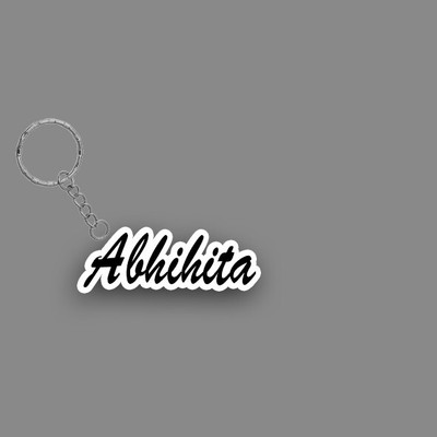 SY Gifts SYG Abhihita Name Keychain White And Black Key Chain