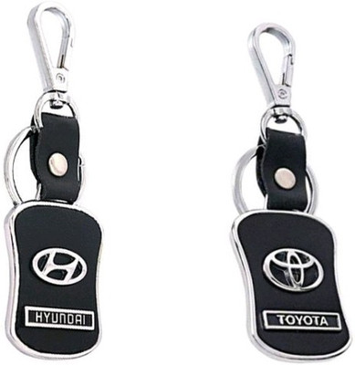 Jainsburys Combo of Hyundai & Toyota Logo Leather Hook keychain & Best Quality Keychain Key Chain