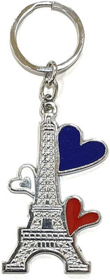 Augen Premium Eiffel Tower Silver Stainless Steel Key Ring Anti-Rust (Pack Of 1) Metal Key Chain