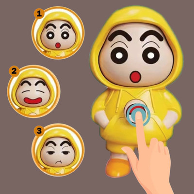 AirSoft Shinchan Funny Desk Collectible Toy Cartoon Hoodie Expression Changing Cute Key Chain
