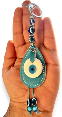 Auto Emporium Hub Turquoise Leather Evil Eye Keychain Key Chain