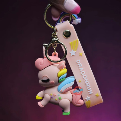 neze NZ 799 Tinion 3d multicolor Unicorn Man and Woman miniature PVC rubber Keychain Key Chain