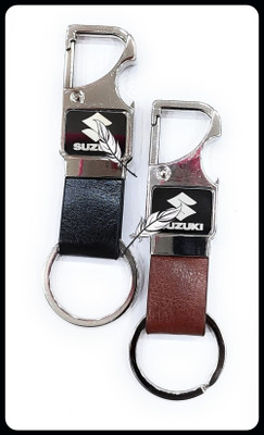 Jainzon 2 pcs Set of Leather Metal Opner Keychain for Car-S599 Key Chain
