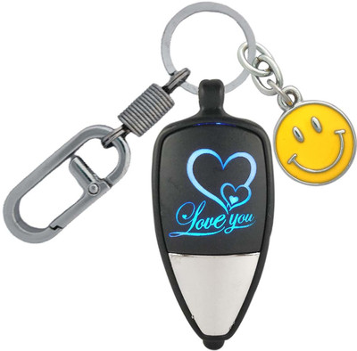SHOKY LOOKS Multicolor Love You Light With Yellow Smiley High Quality Locking Lock Key Chain