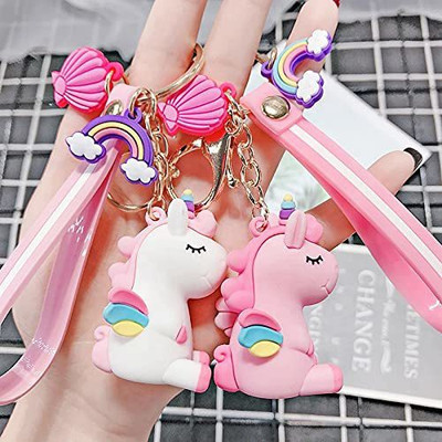gtrp 3D Unicorn Keychains for girls bag charm Party Favors pendant gift Pack of 2 Key Chain