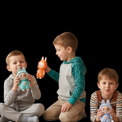 FlyTouch Labubu Expression Changing Keychain Gift for Kids, Friends, and Collectors Key Chain