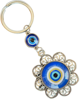 salvusappsolutions Flower Evil Eye Keychain with Blue Beads Key Chain