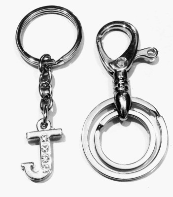 Meeko.com Keychain-ALPHABET J LETTER AND HOOK KEY CHAN SET OF 2 Key Chain