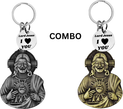 M Men Style Lord Jesus Keychain Combo– Sacred Heart Religious Keyring Set SkeyCom634-633 Key Chain
