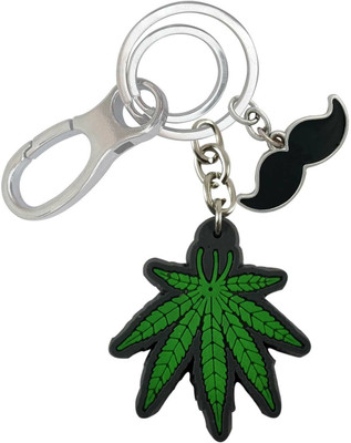 HANDSOME ISK Premium Quality Green Leaf With Mustache Strong and Durable Locking Lock Key Chain