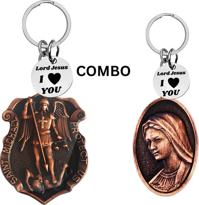 The Men Gift Double-Sided Saint Michael Keychain – Jesus Christ Key Ring Medal Com644-641 Key Chain