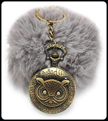 gtrp Keychain-Owl Premium Pocket Watch Metal Retro Vintage for Gifting Key Chain