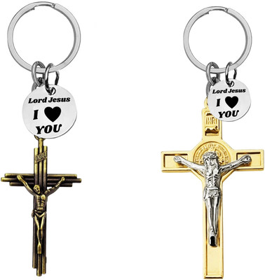 The Men Gift Jesus cross & Gold Crucifix Keyring Set ShivkeyCom669-673 Key Chain